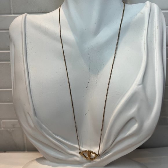 Vintage gold filled sterling double heart pendant necklace collier - Picture 9 of 9